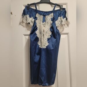 VENUS Navy Blue Cami set with White Lace Detail